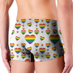 Rainbow LGBT Heart Pattern Print Men's Boxer Briefs