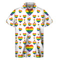 Rainbow LGBT Heart Pattern Print Men's Short Sleeve Shirt