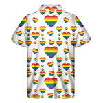 Rainbow LGBT Heart Pattern Print Men's Short Sleeve Shirt