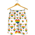 Rainbow LGBT Heart Pattern Print Men's Shorts