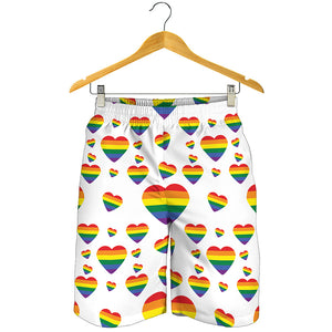 Rainbow LGBT Heart Pattern Print Men's Shorts