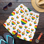 Rainbow LGBT Heart Pattern Print Men's Shorts