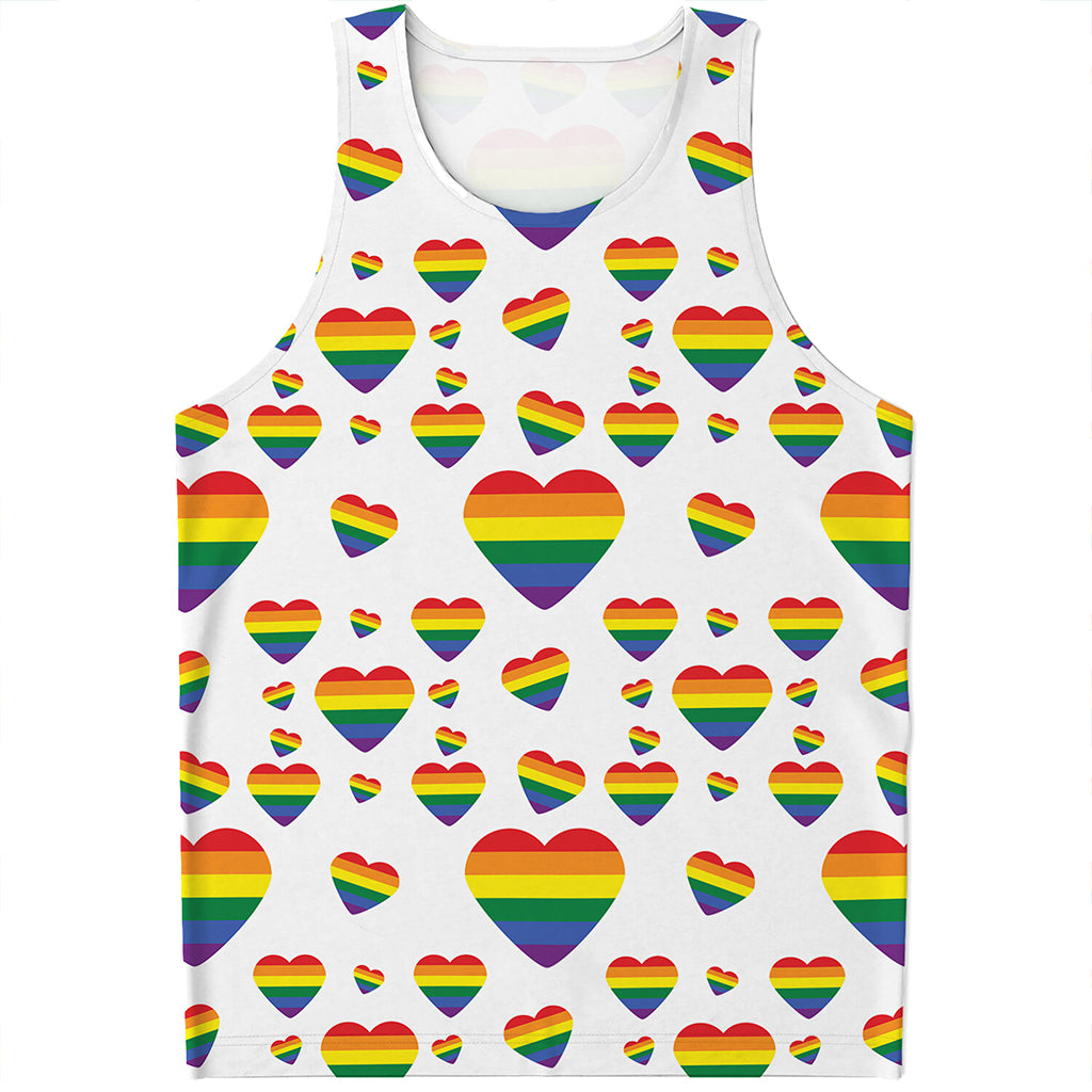 Rainbow LGBT Heart Pattern Print Men's Tank Top