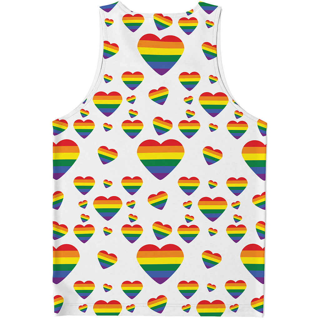 Rainbow LGBT Heart Pattern Print Men's Tank Top