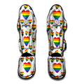 Rainbow LGBT Heart Pattern Print Muay Thai Shin Guards