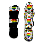 Rainbow LGBT Heart Pattern Print Muay Thai Shin Guard