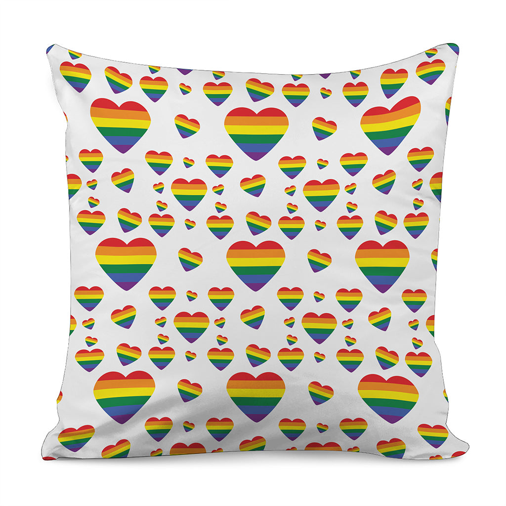 Rainbow LGBT Heart Pattern Print Pillow Cover