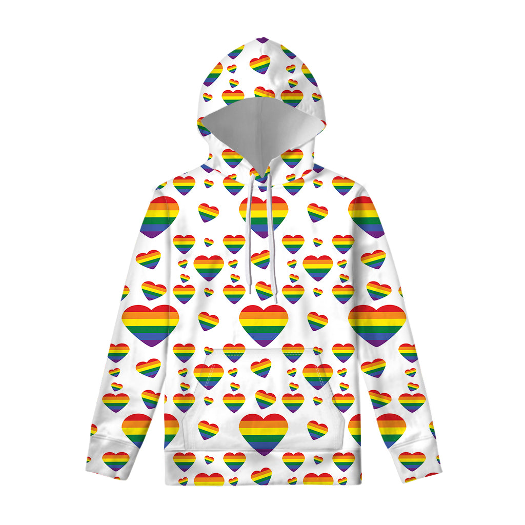 Rainbow LGBT Heart Pattern Print Pullover Hoodie