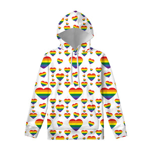 Rainbow LGBT Heart Pattern Print Pullover Hoodie