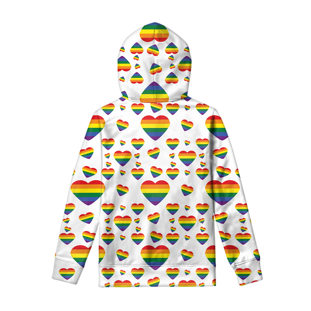 Rainbow LGBT Heart Pattern Print Pullover Hoodie