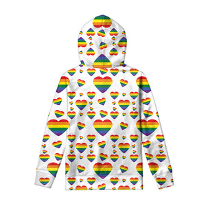 Rainbow LGBT Heart Pattern Print Pullover Hoodie