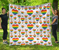 Rainbow LGBT Heart Pattern Print Quilt