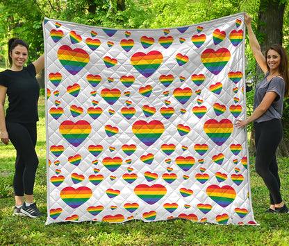 Rainbow LGBT Heart Pattern Print Quilt