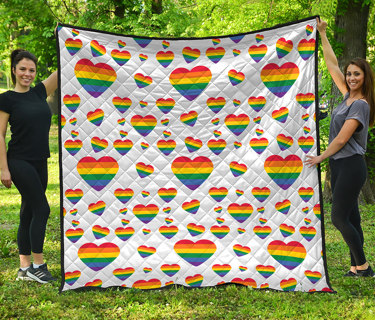 Rainbow LGBT Heart Pattern Print Quilt