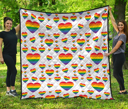 Rainbow LGBT Heart Pattern Print Quilt