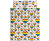 Rainbow LGBT Heart Pattern Print Quilt Bed Set