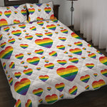 Rainbow LGBT Heart Pattern Print Quilt Bed Set