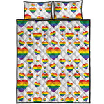 Rainbow LGBT Heart Pattern Print Quilt Bed Set