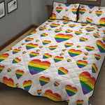 Rainbow LGBT Heart Pattern Print Quilt Bed Set