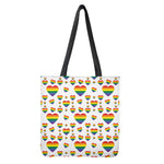 Rainbow LGBT Heart Pattern Print Tote Bag