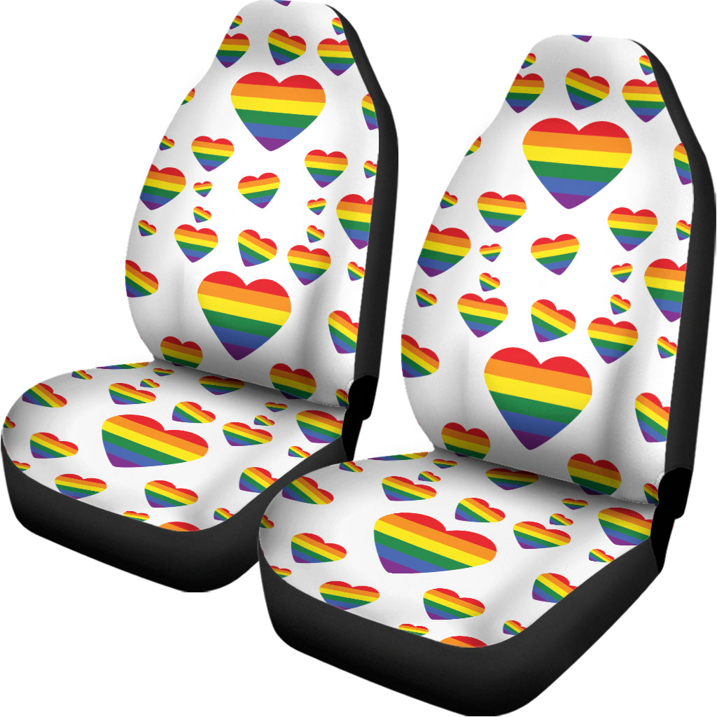 Rainbow LGBT Heart Pattern Print Universal Fit Car Seat Covers