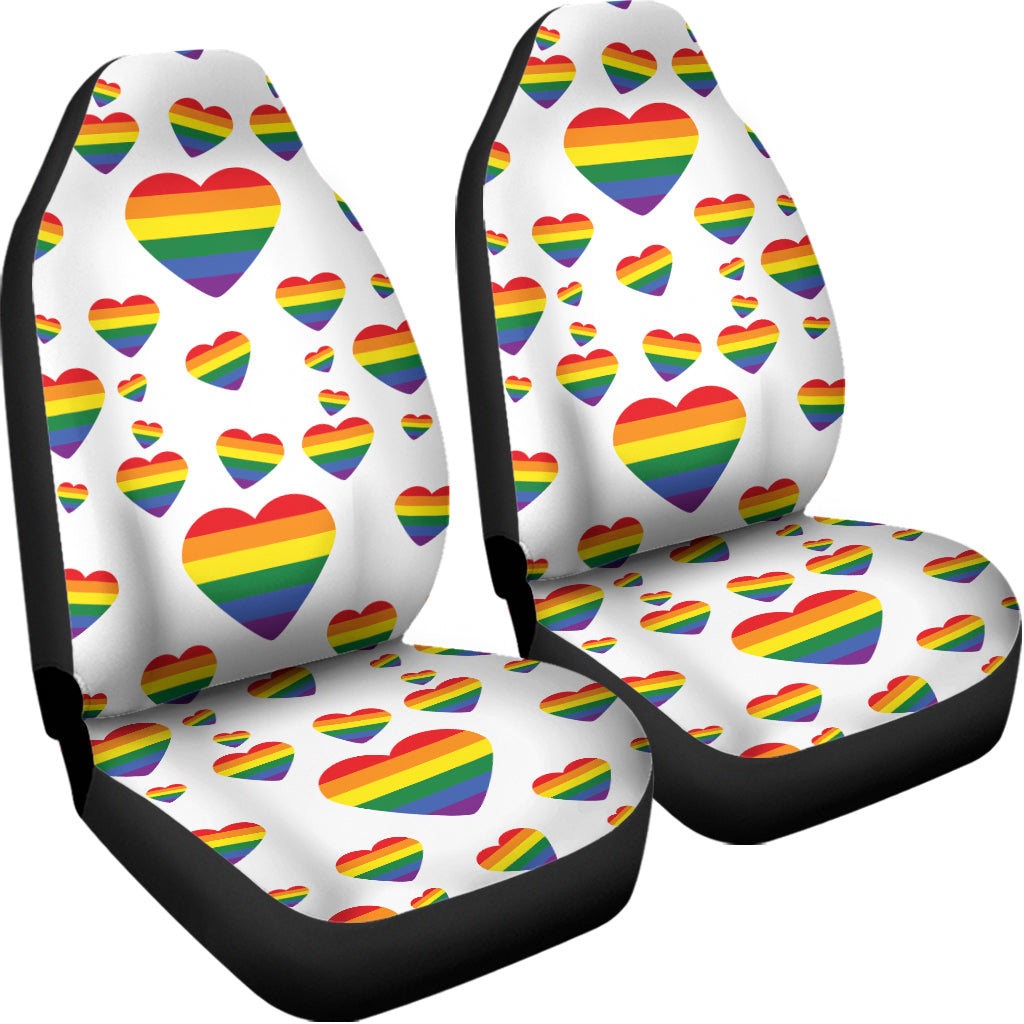 Rainbow LGBT Heart Pattern Print Universal Fit Car Seat Covers