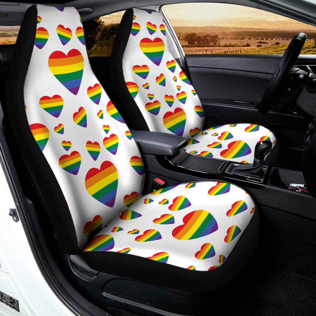 Rainbow LGBT Heart Pattern Print Universal Fit Car Seat Covers