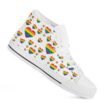 Rainbow LGBT Heart Pattern Print White High Top Shoes