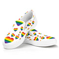 Rainbow LGBT Heart Pattern Print White Slip On Sneakers