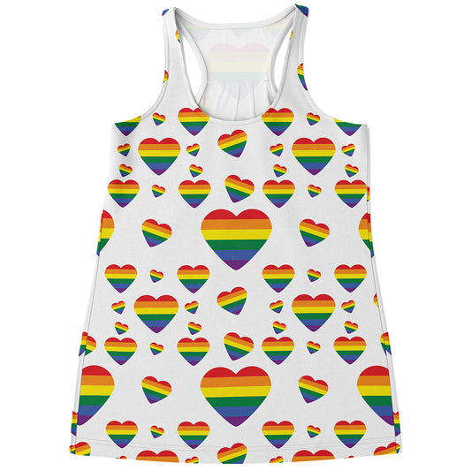 Rainbow LGBT Heart Pattern Print Women's Racerback Tank Top