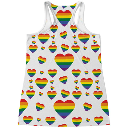Rainbow LGBT Heart Pattern Print Women's Racerback Tank Top