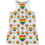 Rainbow LGBT Heart Pattern Print Women's Racerback Tank Top