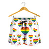 Rainbow LGBT Heart Pattern Print Women's Shorts