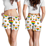 Rainbow LGBT Heart Pattern Print Women's Shorts