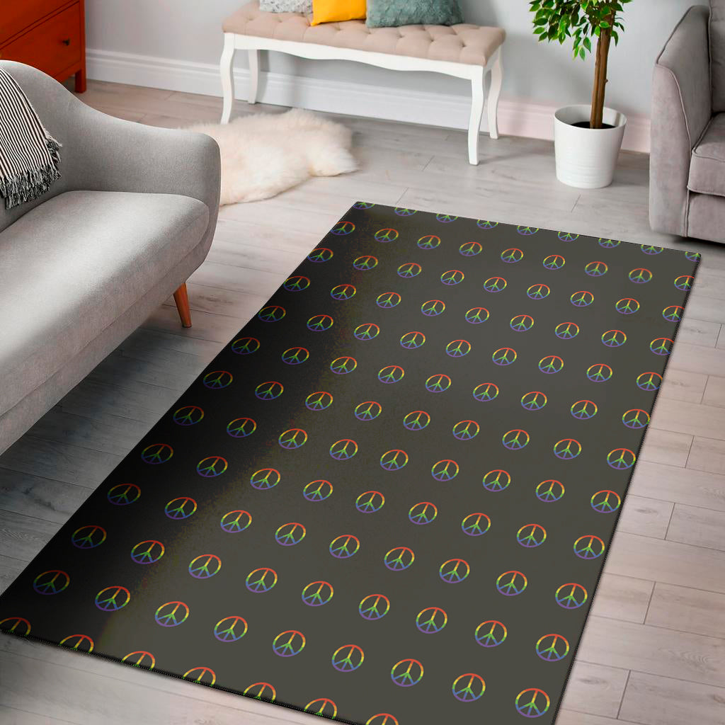 Rainbow LGBT Peace Sign Pattern Print Area Rug