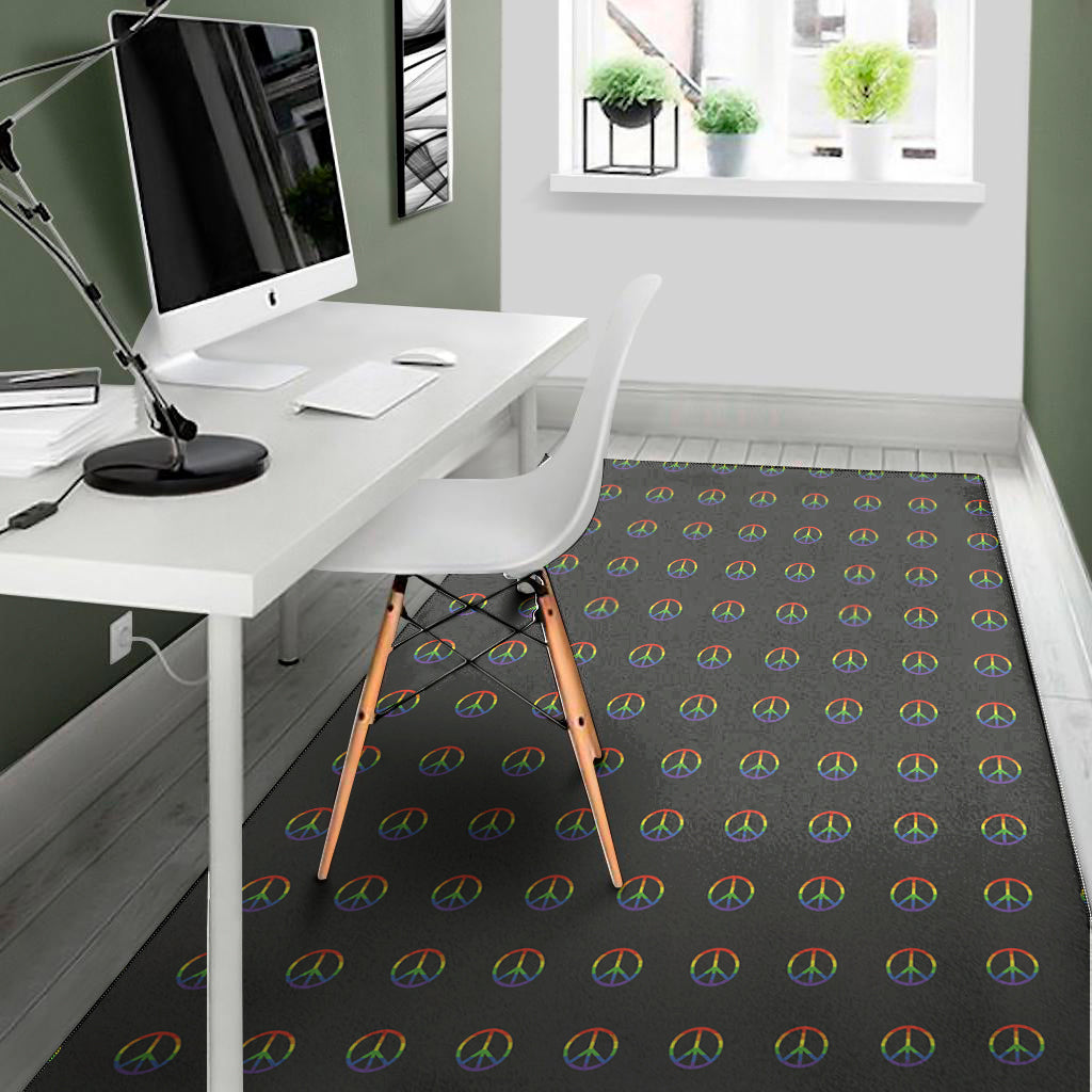 Rainbow LGBT Peace Sign Pattern Print Area Rug