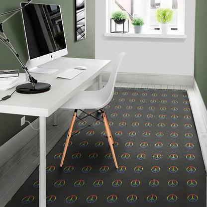 Rainbow LGBT Peace Sign Pattern Print Area Rug
