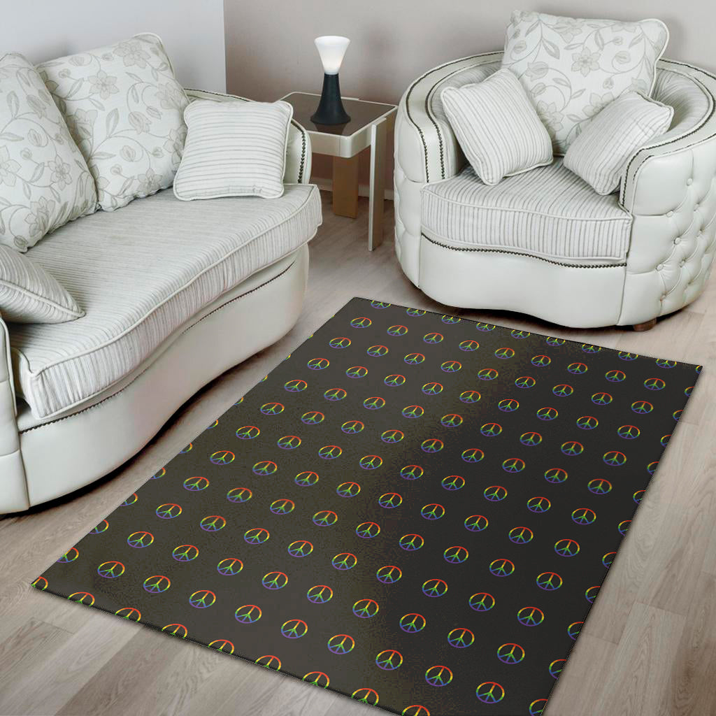 Rainbow LGBT Peace Sign Pattern Print Area Rug
