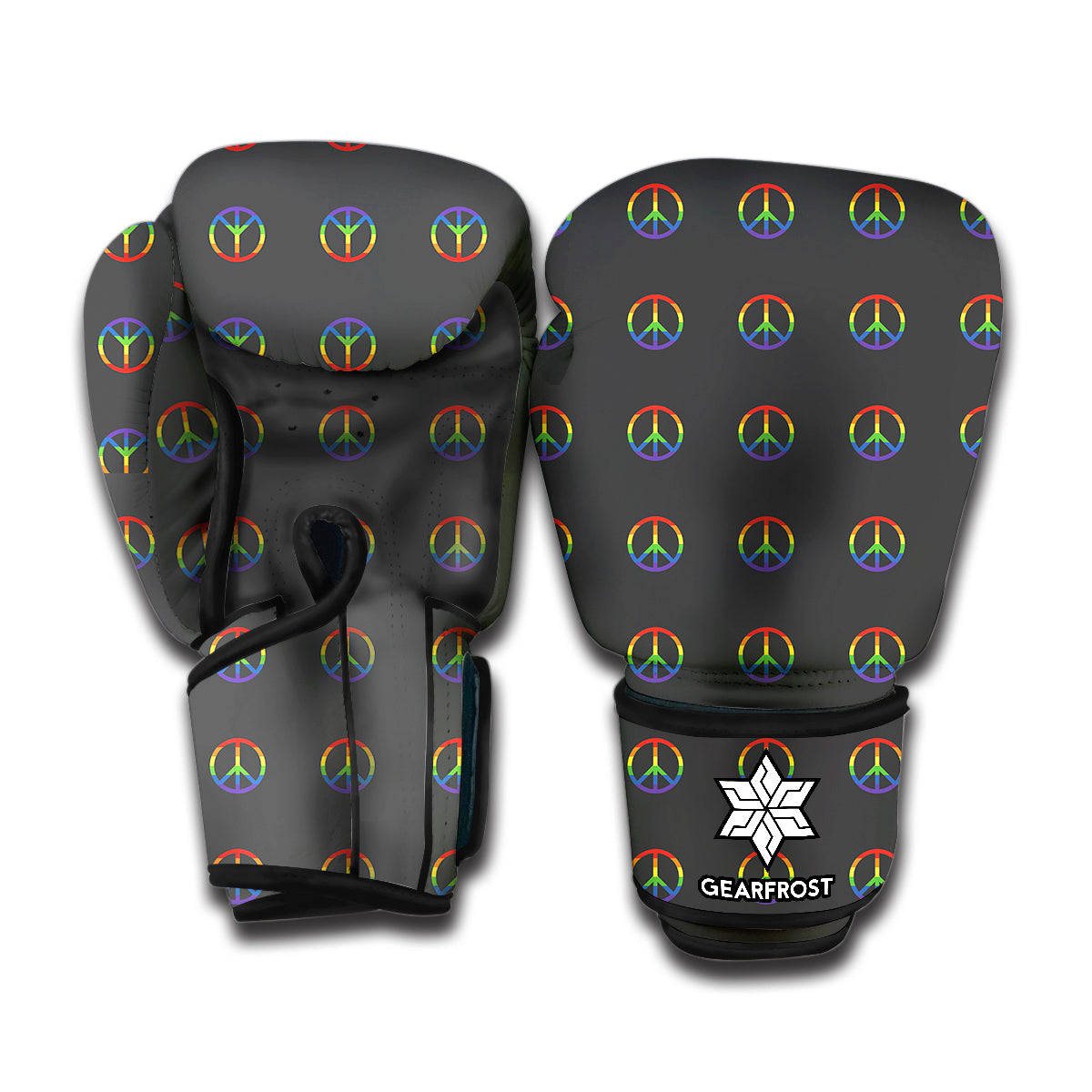 Rainbow LGBT Peace Sign Pattern Print Boxing Gloves