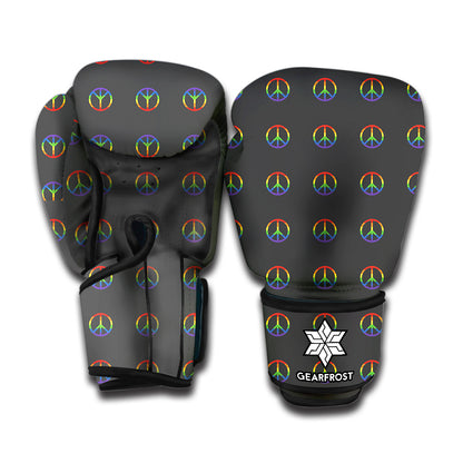 Rainbow LGBT Peace Sign Pattern Print Boxing Gloves