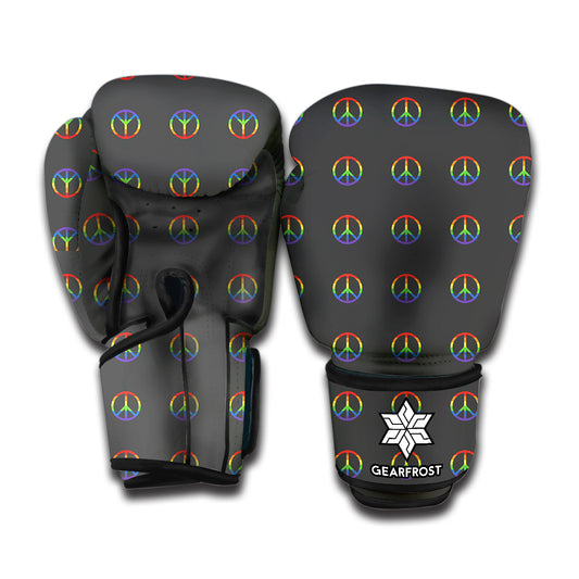 Rainbow LGBT Peace Sign Pattern Print Boxing Gloves