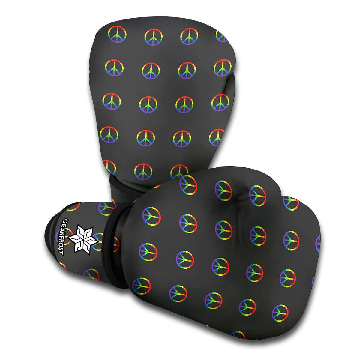 Rainbow LGBT Peace Sign Pattern Print Boxing Gloves
