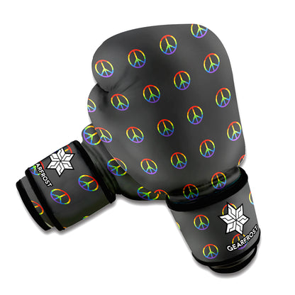Rainbow LGBT Peace Sign Pattern Print Boxing Gloves
