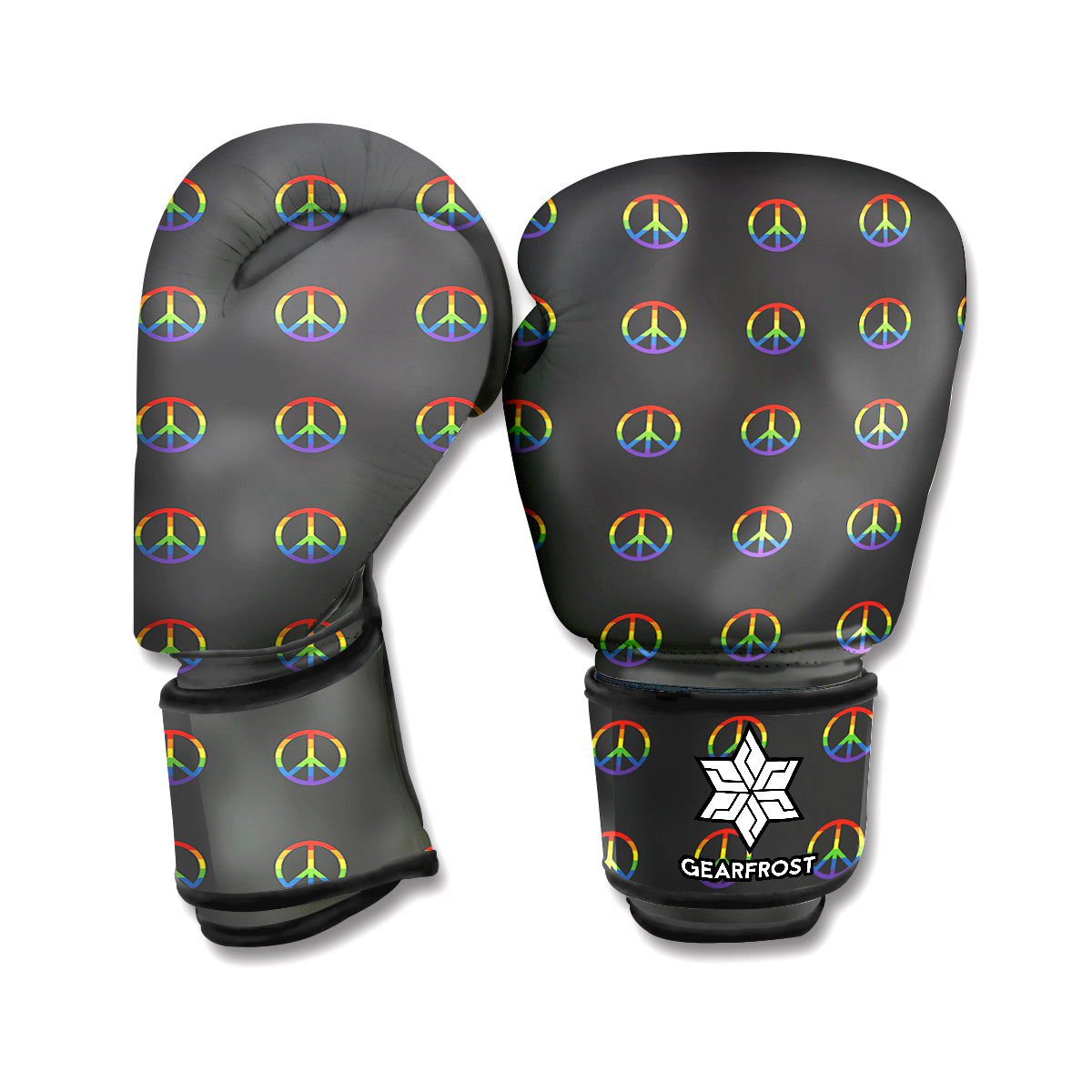 Rainbow LGBT Peace Sign Pattern Print Boxing Gloves