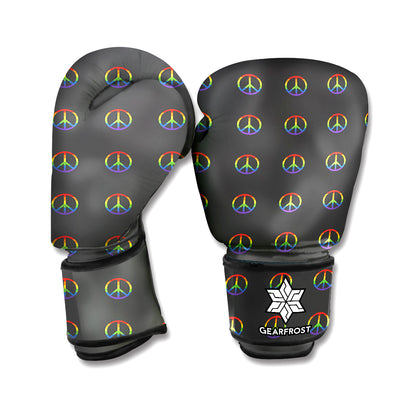 Rainbow LGBT Peace Sign Pattern Print Boxing Gloves