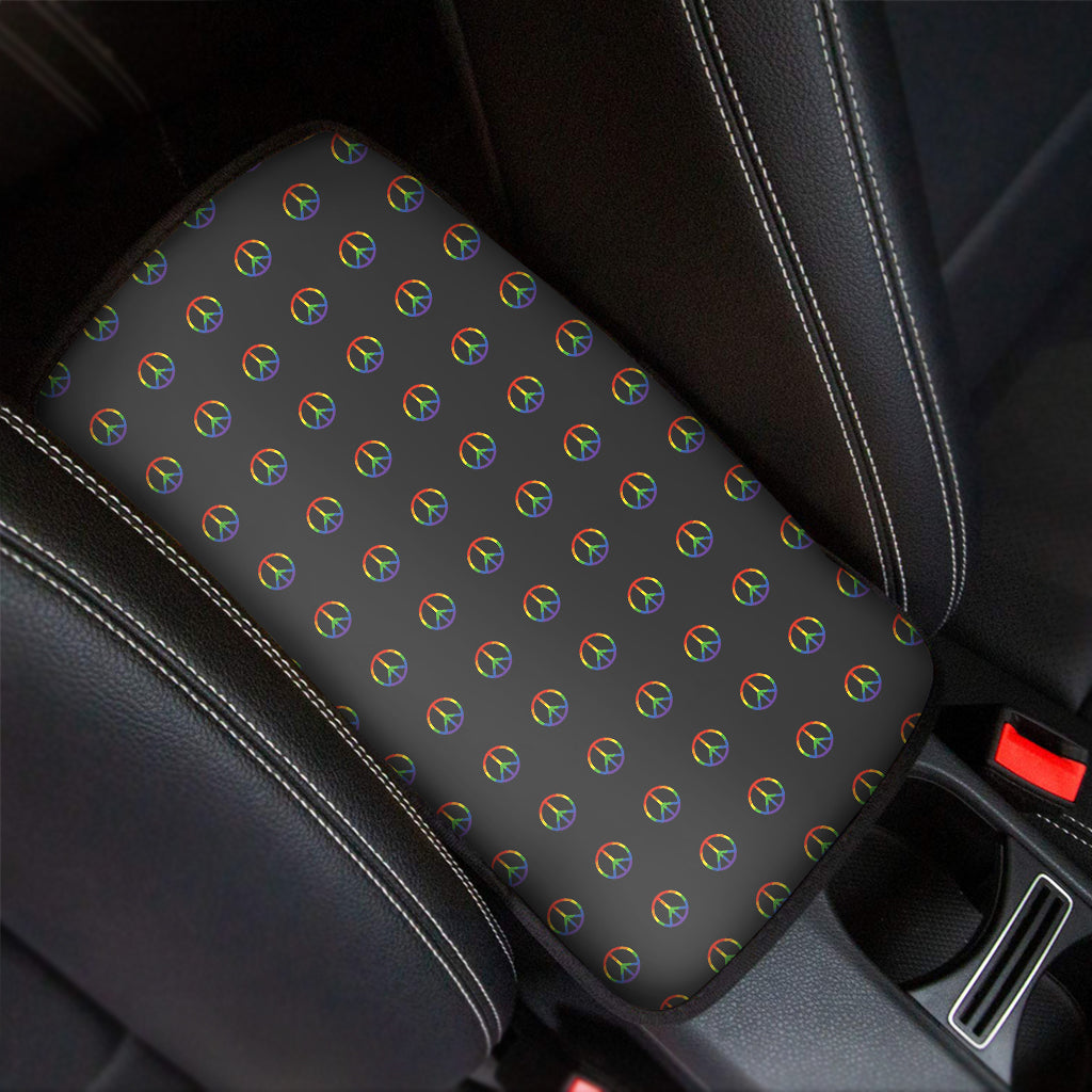 Rainbow LGBT Peace Sign Pattern Print Car Center Console Cover