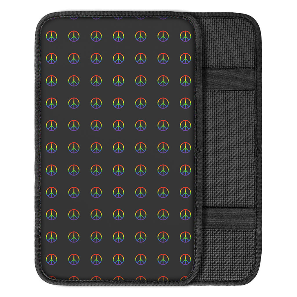Rainbow LGBT Peace Sign Pattern Print Car Center Console Cover