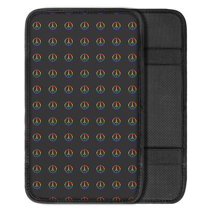 Rainbow LGBT Peace Sign Pattern Print Car Center Console Cover