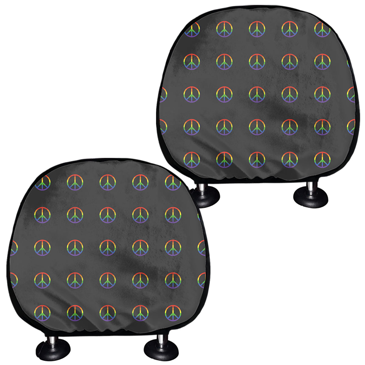 Rainbow LGBT Peace Sign Pattern Print Car Headrest Covers