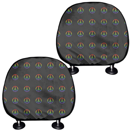 Rainbow LGBT Peace Sign Pattern Print Car Headrest Covers